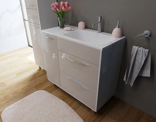 Тумба с раковиной Эстет Barcelona 90 R напольная 2 ящика 1 дверь белая ФР-00003583 Тумба с раковиной Эстет Barcelona 90 R напольная 2 ящика 1 дверь белая ФР-00003583