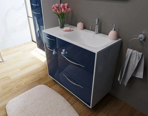 Тумба с раковиной Эстет Barcelona 90 R напольная 3 ящика 1 дверь белая ФР-00003581 Тумба с раковиной Эстет Barcelona 90 R напольная 3 ящика 1 дверь белая ФР-00003581