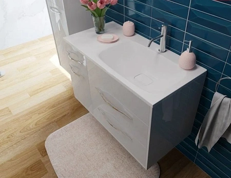 Тумба с раковиной Эстет Barcelona 90 R подвесная 3 ящика 1 дверь белая ФР-00003579 Тумба с раковиной Эстет Barcelona 90 R подвесная 3 ящика 1 дверь белая ФР-00003579