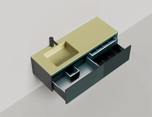 Тумба со столешницей Salini Domino 1600 27D.AD.100.060.E эмаль Onda Plus влагостойкий мдф Тумба со столешницей Salini Domino 1600 27D.AD.100.060.E эмаль Onda Plus влагостойкий мдф