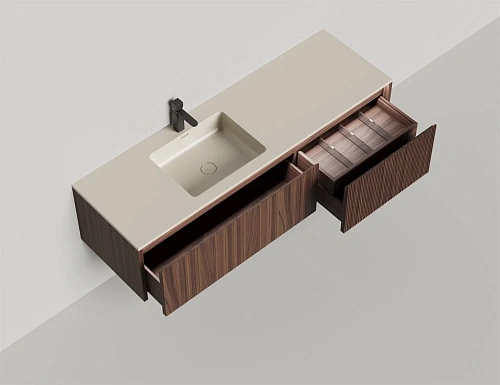 Тумба со столешницей Salini Domino 1600 27D.AD.100.060.V шпон Onda Plus влагостойкий мдф Тумба со столешницей Salini Domino 1600 27D.AD.100.060.V шпон Onda Plus влагостойкий мдф