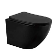 Унитаз подвесной ABBER BEQUEM AC1100MB черный матовый, безободковый с крышкой микролифт Унитаз подвесной ABBER BEQUEM AC1100MB черный матовый, безободковый с крышкой микролифт
