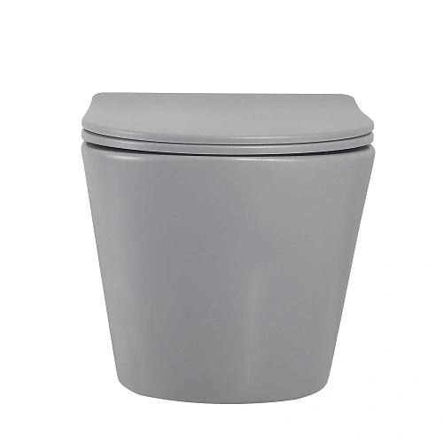 Унитаз подвесной ABBER Bequem AC1102MG с крышкой, серый матовый, безободковый Унитаз подвесной ABBER Bequem AC1102MG с крышкой, серый матовый, безободковый