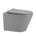 Унитаз подвесной ABBER Bequem AC1102MG с крышкой, серый матовый, безободковый Унитаз подвесной ABBER Bequem AC1102MG с крышкой, серый матовый, безободковый