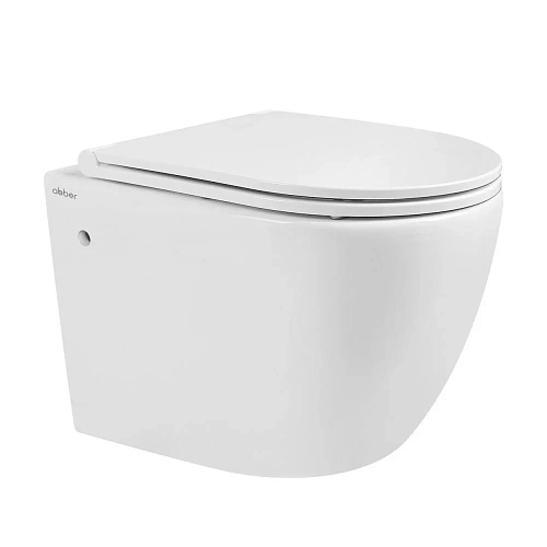 Унитаз подвесной ABBER Bequem AC1103 белый, безободковый с крышкой микролифт Унитаз подвесной ABBER Bequem AC1103 белый, безободковый с крышкой микролифт