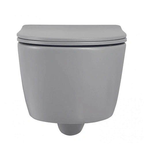 Унитаз подвесной ABBER Bequem AC1104MG серый матовый, безободковый с крышкой микролифт Унитаз подвесной ABBER Bequem AC1104MG серый матовый, безободковый с крышкой микролифт