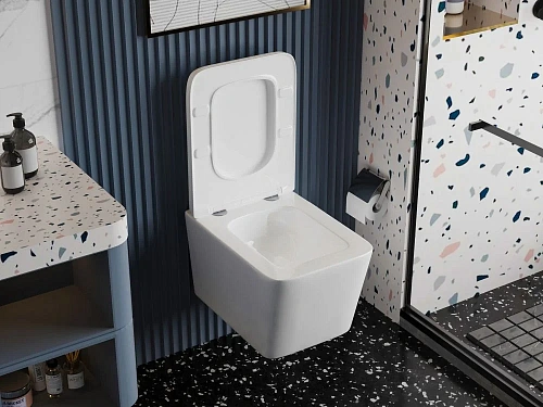 Унитаз подвесной ABBER Rechteck AC1201T белый, безободковый, смыв торнадо с крышкой микролифт Унитаз подвесной ABBER Rechteck AC1201T белый, безободковый, смыв торнадо с крышкой микролифт