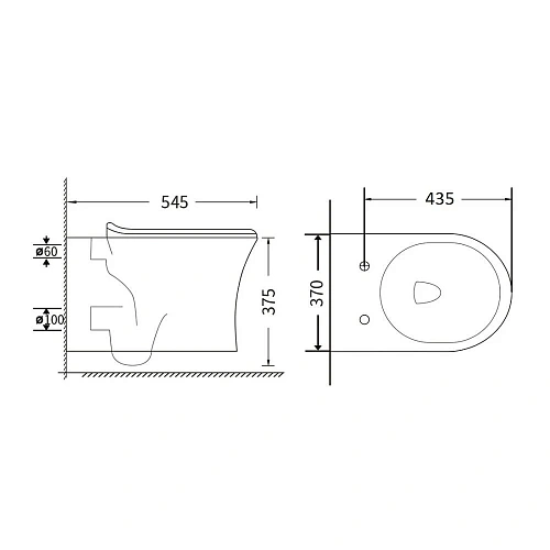 Унитаз подвесной Agger AT01100 безободковый, сиденье с микролифтом Унитаз подвесной Agger AT01100 безободковый, сиденье с микролифтом