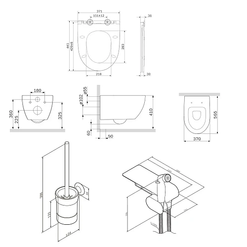 Унитаз подвесной AM.PM Awe CK11H0504W в наборе с гигиеническим душем с сиденьем Унитаз подвесной AM.PM Awe CK11H0504W в наборе с гигиеническим душем с сиденьем