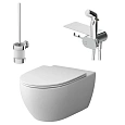 Унитаз подвесной AM.PM Awe CK11H0504W в наборе с гигиеническим душем с сиденьем Унитаз подвесной AM.PM Awe CK11H0504W в наборе с гигиеническим душем с сиденьем