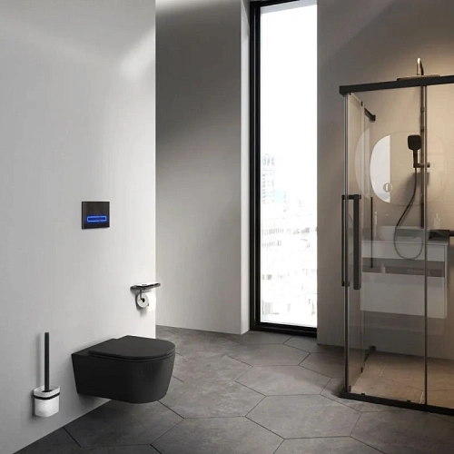 Унитаз подвесной AM.PM Func C8F1701MBSC FlashClean с сиденьем микролифт, черный матовый Унитаз подвесной AM.PM Func C8F1701MBSC FlashClean с сиденьем микролифт, черный матовый