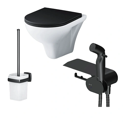 Унитаз подвесной AM.PM Gem CK90H0303B в наборе с гигиеническим душем с сиденьем Унитаз подвесной AM.PM Gem CK90H0303B в наборе с гигиеническим душем с сиденьем