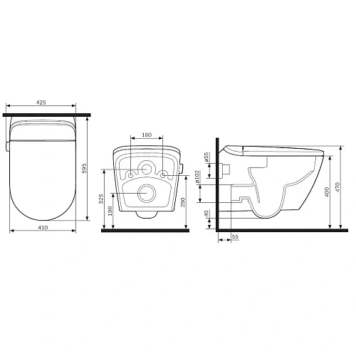 Унитаз подвесной AM.PM Sensation CCC301700SC с интегрированным электронным биде с сиденьем Унитаз подвесной AM.PM Sensation CCC301700SC с интегрированным электронным биде с сиденьем