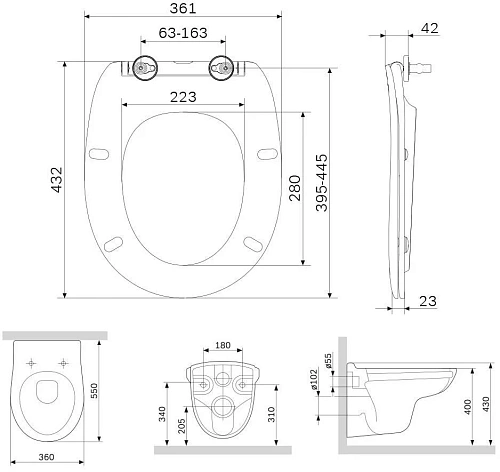 Унитаз подвесной AM.PM Sense C741700SC с сиденьем микролифт Унитаз подвесной AM.PM Sense C741700SC с сиденьем микролифт