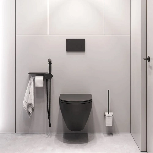 Унитаз подвесной AM.PM Spirit V2.0 CK70H1103B с гигиеническим душем, черный с сиденьем Унитаз подвесной AM.PM Spirit V2.0 CK70H1103B с гигиеническим душем, черный с сиденьем