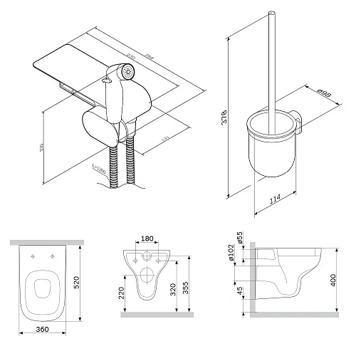 Унитаз подвесной AM.PM X-Joy S CK85H0703W с сиденьем в наборе с гигиеническим душем Унитаз подвесной AM.PM X-Joy S CK85H0703W с сиденьем в наборе с гигиеническим душем