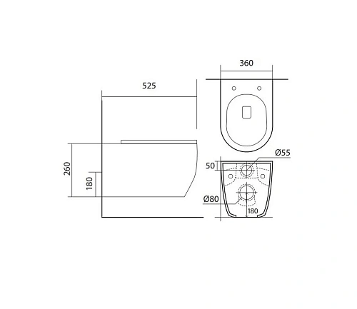 Унитаз подвесной Aquatek ЕВРОПА AQ1106L-00 525x360x260 безободковый, тонкое сиденье Soft Close Унитаз подвесной Aquatek ЕВРОПА AQ1106L-00 525x360x260 безободковый, тонкое сиденье Soft Close