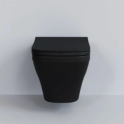 Унитаз подвесной Benefit 203T20201R (535x340x360) черный матовый безободковый с тонкой крышкой 203T20201R-202T20201S Унитаз подвесной Benefit 203T20201R (535x340x360) черный матовый безободковый с тонкой крышкой 203T20201R-202T20201S