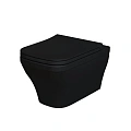 Унитаз подвесной Benefit 203T20201R (535x340x360) черный матовый безободковый с тонкой крышкой 203T20201R-202T20201S Унитаз подвесной Benefit 203T20201R (535x340x360) черный матовый безободковый с тонкой крышкой 203T20201R-202T20201S