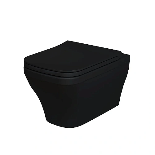 Унитаз подвесной Benefit 203T20201R (535x340x360) черный матовый безободковый с тонкой крышкой 203T20201R-202T20201S Унитаз подвесной Benefit 203T20201R (535x340x360) черный матовый безободковый с тонкой крышкой 203T20201R-202T20201S