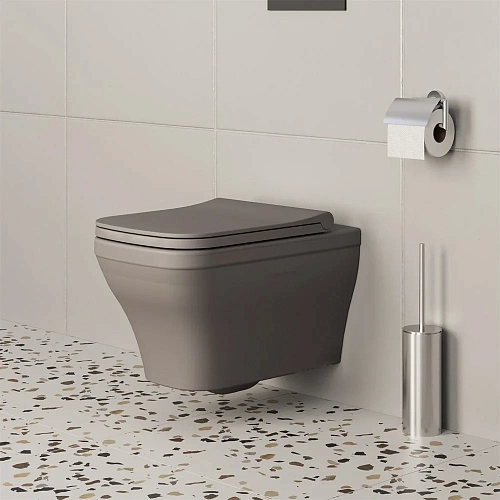 Унитаз подвесной Benefit 203T20301R (535x340x360) серый матовый безободковый с тонкой крышкой 203T20301R-202T20301S Унитаз подвесной Benefit 203T20301R (535x340x360) серый матовый безободковый с тонкой крышкой 203T20301R-202T20301S