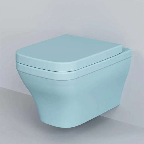 Унитаз подвесной Benefit 203T20801R (535x340x360) голубой матовый безободковый с толстой крышкой 203T20801R-202T20801 Унитаз подвесной Benefit 203T20801R (535x340x360) голубой матовый безободковый с толстой крышкой 203T20801R-202T20801
