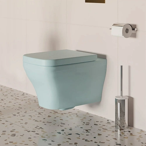 Унитаз подвесной Benefit 203T20801R (535x340x360) голубой матовый безободковый с толстой крышкой 203T20801R-202T20801 Унитаз подвесной Benefit 203T20801R (535x340x360) голубой матовый безободковый с толстой крышкой 203T20801R-202T20801