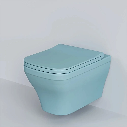 Унитаз подвесной Benefit 203T20801R (535x340x360) голубой матовый безободковый с тонкой крышкой 203T20801R-202T20801S Унитаз подвесной Benefit 203T20801R (535x340x360) голубой матовый безободковый с тонкой крышкой 203T20801R-202T20801S