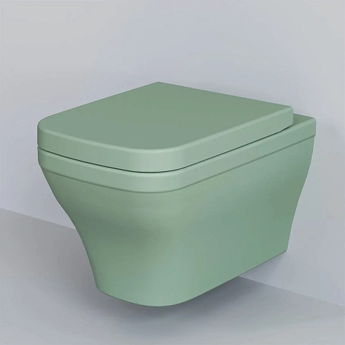 Унитаз подвесной Benefit 203T21001R (535x340x360) мятный матовый безободковый с толстой крышкой 203T21001R-202T21001 Унитаз подвесной Benefit 203T21001R (535x340x360) мятный матовый безободковый с толстой крышкой 203T21001R-202T21001