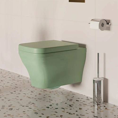 Унитаз подвесной Benefit 203T21001R (535x340x360) мятный матовый безободковый с толстой крышкой 203T21001R-202T21001 Унитаз подвесной Benefit 203T21001R (535x340x360) мятный матовый безободковый с толстой крышкой 203T21001R-202T21001