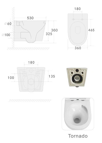 Унитаз подвесной Boheme AVVA 973-SET-W белый глянец c крышкой Унитаз подвесной Boheme AVVA 973-SET-W белый глянец c крышкой