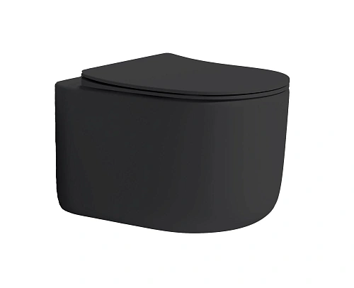 Унитаз подвесной Boheme Flow 969-SET-B матовый черный с крышкой Унитаз подвесной Boheme Flow 969-SET-B матовый черный с крышкой