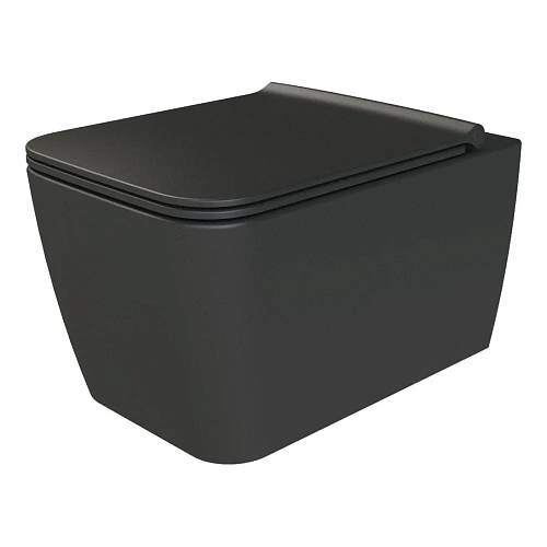 Унитаз подвесной Boheme Zen 967-SET-B матовый черный с крышкой Унитаз подвесной Boheme Zen 967-SET-B матовый черный с крышкой