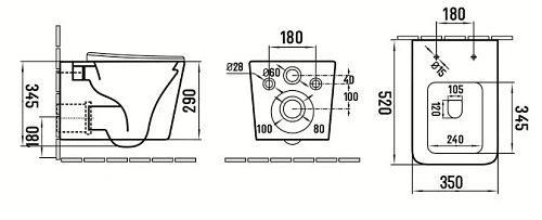 Унитаз подвесной Boheme Zen 967-SET-W глянец белый с крышкой Унитаз подвесной Boheme Zen 967-SET-W глянец белый с крышкой