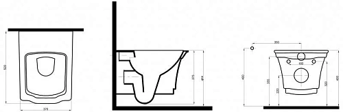 Унитаз подвесной Boheme с узором Hermitage GOLD безободковый 951-G Унитаз подвесной Boheme с узором Hermitage GOLD безободковый 951-G