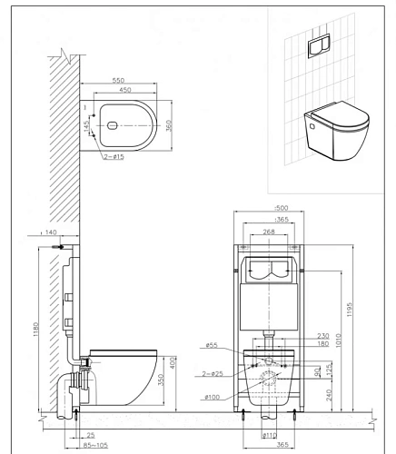 Унитаз подвесной Bravat Gina C2190UW-ENG с сиденьем Унитаз подвесной Bravat Gina C2190UW-ENG с сиденьем