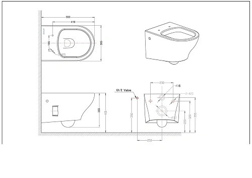 Унитаз подвесной Bravat RAEL C01017UW-A-ENG с сиденьем Унитаз подвесной Bravat RAEL C01017UW-A-ENG с сиденьем