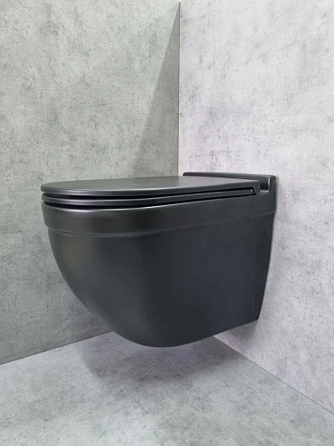 Унитаз подвесной CeramaLux 2198MB черный матовый с крышкой микролифт Унитаз подвесной CeramaLux 2198MB черный матовый с крышкой микролифт