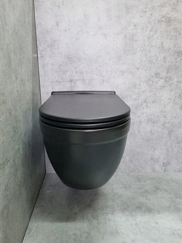 Унитаз подвесной CeramaLux 2198MB черный матовый с крышкой микролифт Унитаз подвесной CeramaLux 2198MB черный матовый с крышкой микролифт