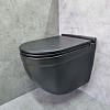 Унитаз подвесной CeramaLux 2198MB черный матовый с крышкой микролифт Унитаз подвесной CeramaLux 2198MB черный матовый с крышкой микролифт