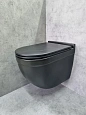 Унитаз подвесной CeramaLux 2198MB черный матовый с крышкой микролифт Унитаз подвесной CeramaLux 2198MB черный матовый с крышкой микролифт