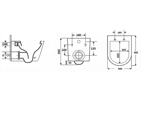 Унитаз подвесной CeramaLux B2330-1MB черный матовый с крышкой микролифт Унитаз подвесной CeramaLux B2330-1MB черный матовый с крышкой микролифт