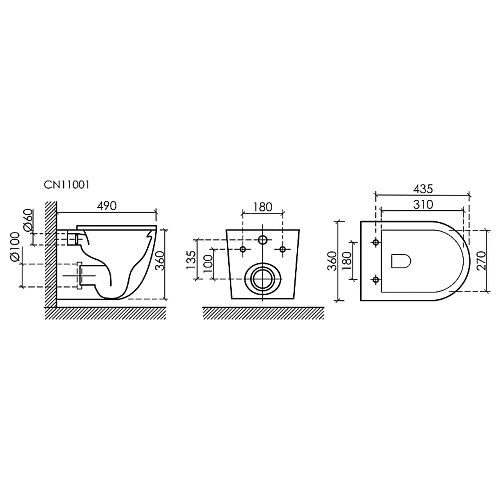 Унитаз подвесной Ceramica Nova UNO CN11001 белый Унитаз подвесной Ceramica Nova UNO CN11001 белый