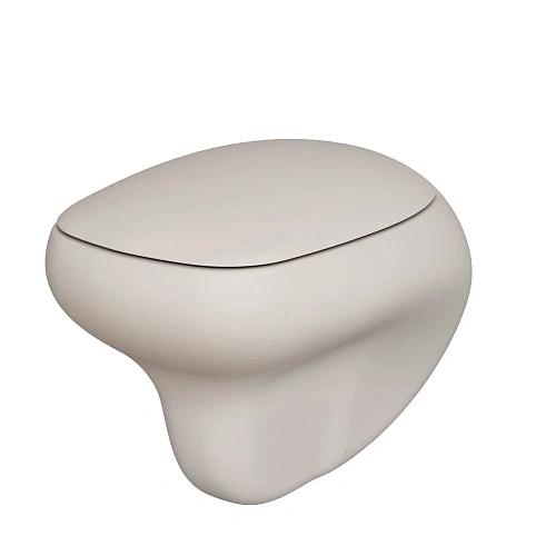 Унитаз подвесной Diamond 123T20401R (530x405x375) матовый бежевый безободковый с толстой крышкой 123T20401R-122T20401 Унитаз подвесной Diamond 123T20401R (530x405x375) матовый бежевый безободковый с толстой крышкой 123T20401R-122T20401