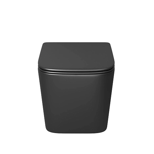 Унитаз подвесной GROSSMAN GR-4404BMSQ 48,5x34x29 черный матовый, безободковый, торнадо с тонкой крышкой Унитаз подвесной GROSSMAN GR-4404BMSQ 48,5x34x29 черный матовый, безободковый, торнадо с тонкой крышкой