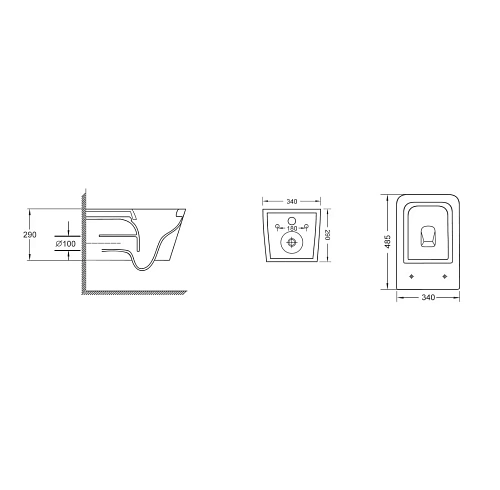 Унитаз подвесной GROSSMAN GR-4404BMSQ 48,5x34x29 черный матовый, безободковый, торнадо с тонкой крышкой Унитаз подвесной GROSSMAN GR-4404BMSQ 48,5x34x29 черный матовый, безободковый, торнадо с тонкой крышкой