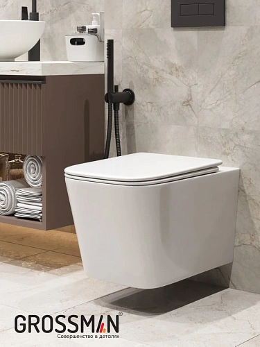 Унитаз подвесной GROSSMAN GR-4404SQ 48,5x34x29 белый, безободковый, торнадо с тонкой крышкой Унитаз подвесной GROSSMAN GR-4404SQ 48,5x34x29 белый, безободковый, торнадо с тонкой крышкой