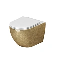 Унитаз подвесной GROSSMAN GR-4411GWLS 550x360x375 золотой внутри белый безободковый с тонкой крышкой Унитаз подвесной GROSSMAN GR-4411GWLS 550x360x375 золотой внутри белый безободковый с тонкой крышкой