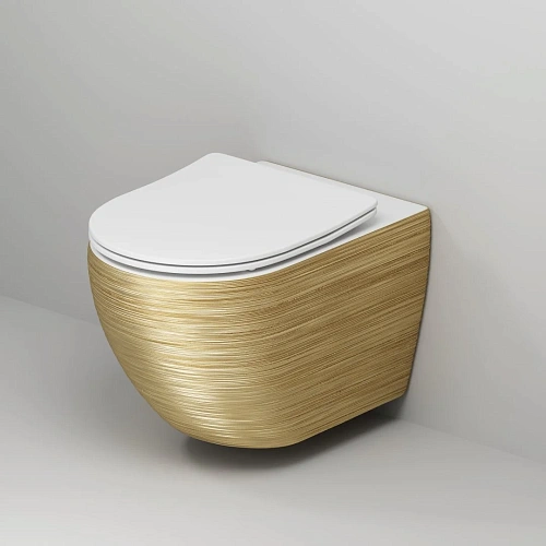 Унитаз подвесной GROSSMAN GR-4411GWS Color 550x366x395 золотой внутри белый безободковый с сиденьем Унитаз подвесной GROSSMAN GR-4411GWS Color 550x366x395 золотой внутри белый безободковый с сиденьем