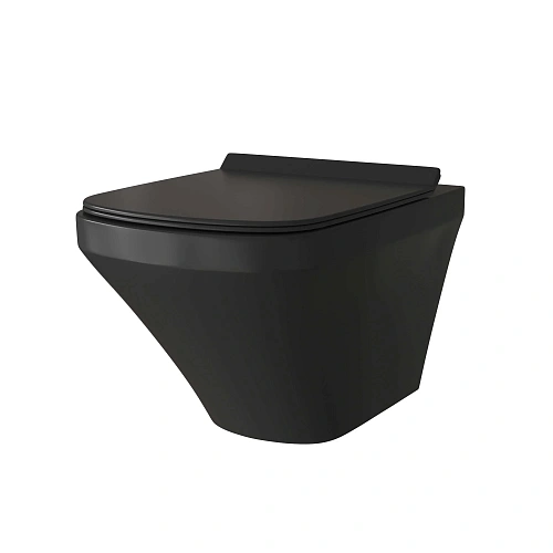 Унитаз подвесной GROSSMAN GR-4440BMS 540x370x365 черный матовый безободковый с тонкой крышкой Унитаз подвесной GROSSMAN GR-4440BMS 540x370x365 черный матовый безободковый с тонкой крышкой
